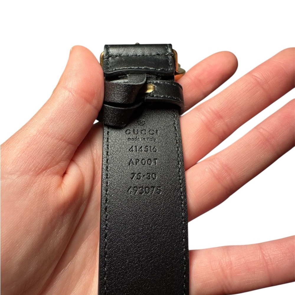 Gucci Black Leather Belt with Gold Tone Buckle Detail - Picture 3 of 6